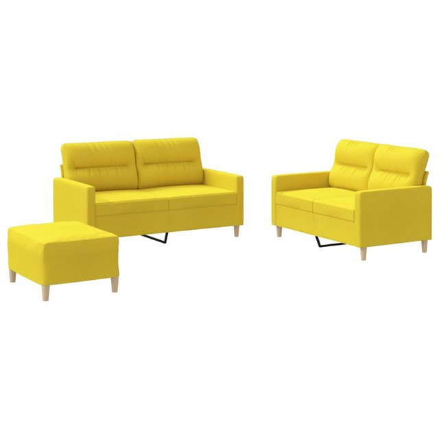 vidaXL Sofa Sofagarnitur Set mit Kissen Stoff, 3-tlg., Gelb günstig online kaufen