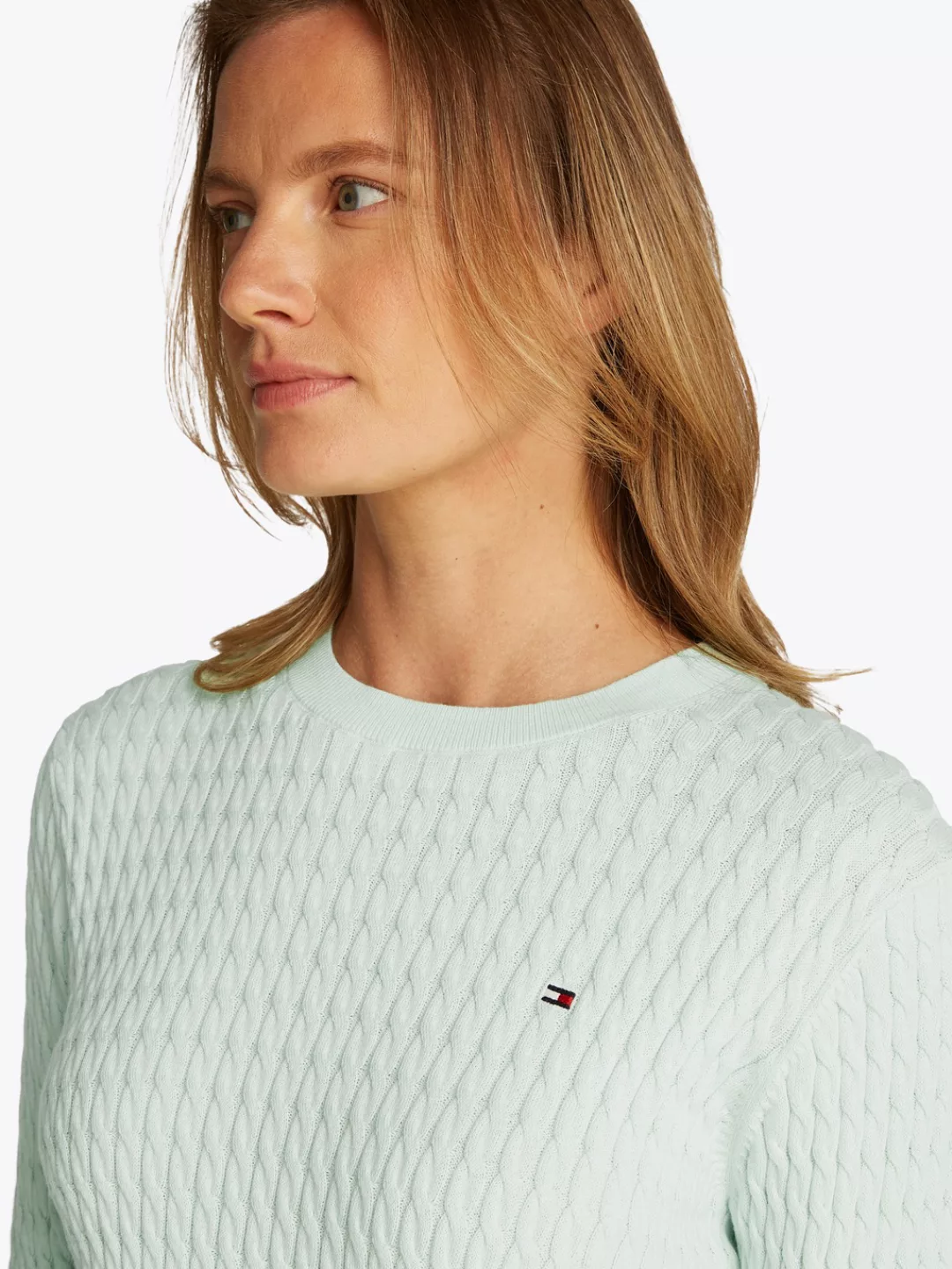 Tommy Hilfiger Rundhalspullover "CO CABLE C-NK LS SWEATER", mit Zopfmuster günstig online kaufen