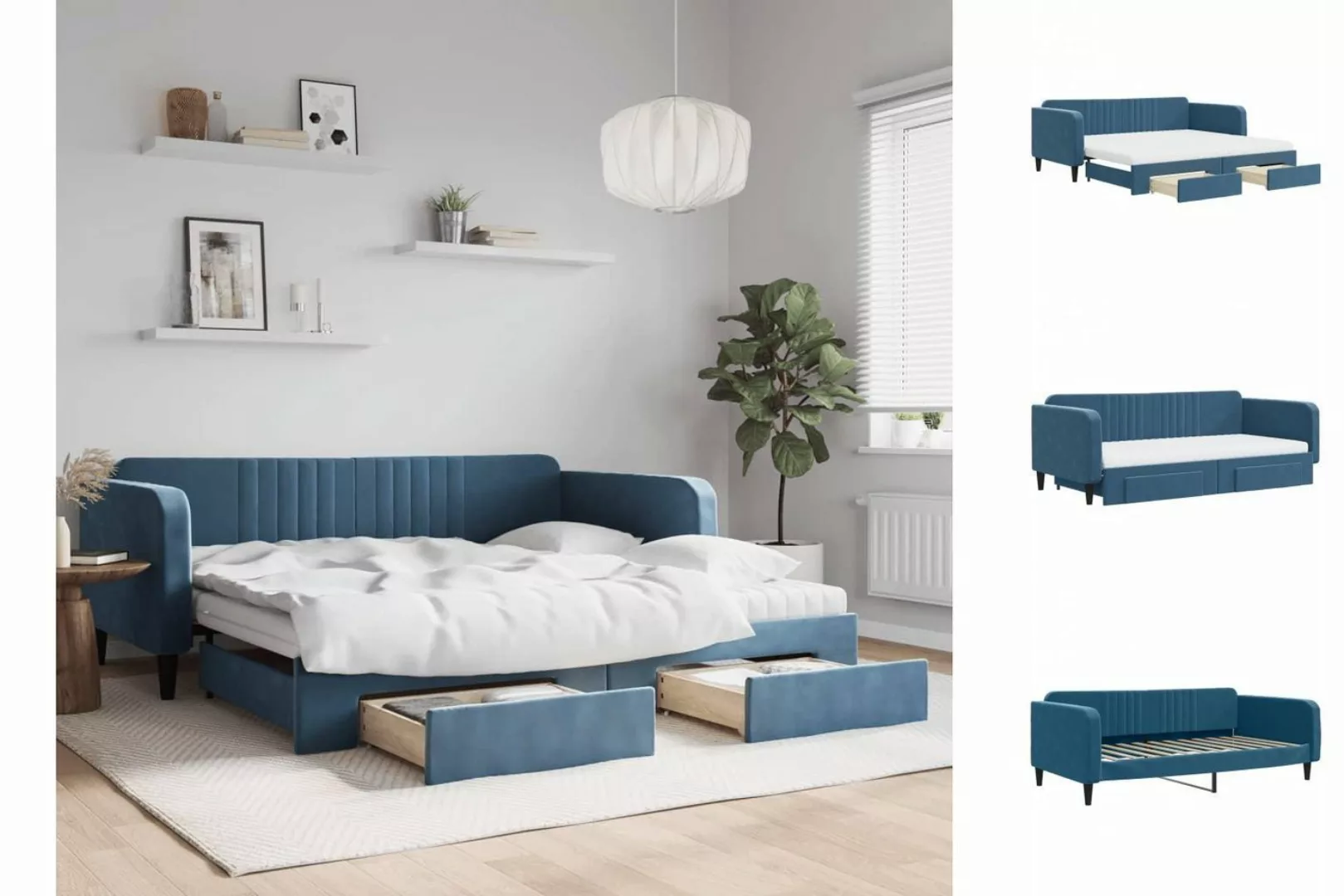 vidaXL Gästebett Gästebett Tagesbett Ausziehbar mit Schubladen Blau 100x200 günstig online kaufen