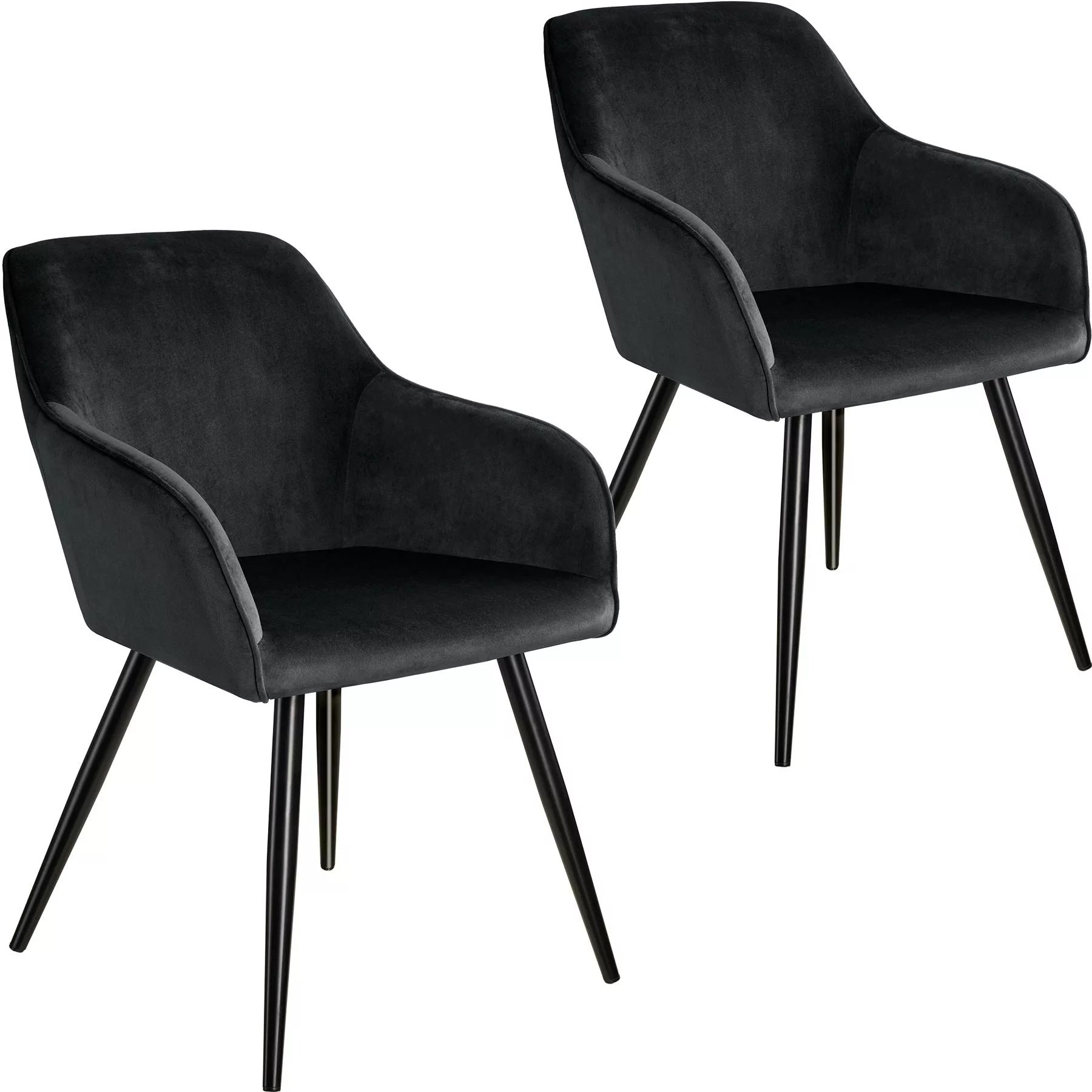 2er Set Stuhl Marilyn Samtoptik, schwarze Stuhlbeine - schwarz günstig online kaufen