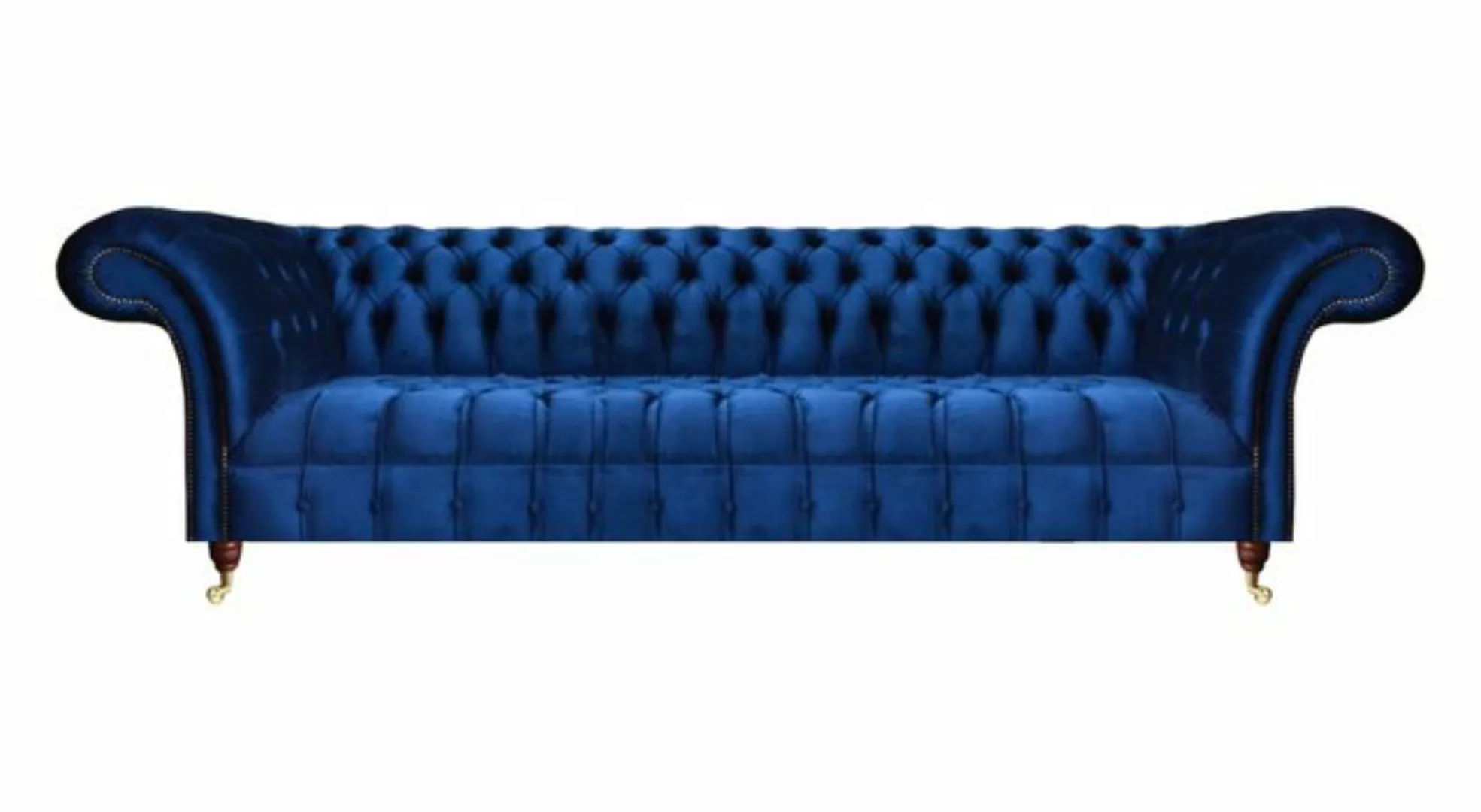 JVmoebel Chesterfield-Sofa Luxus Blau Sofa Dreisitze Wohnzimmer Textil Pols günstig online kaufen