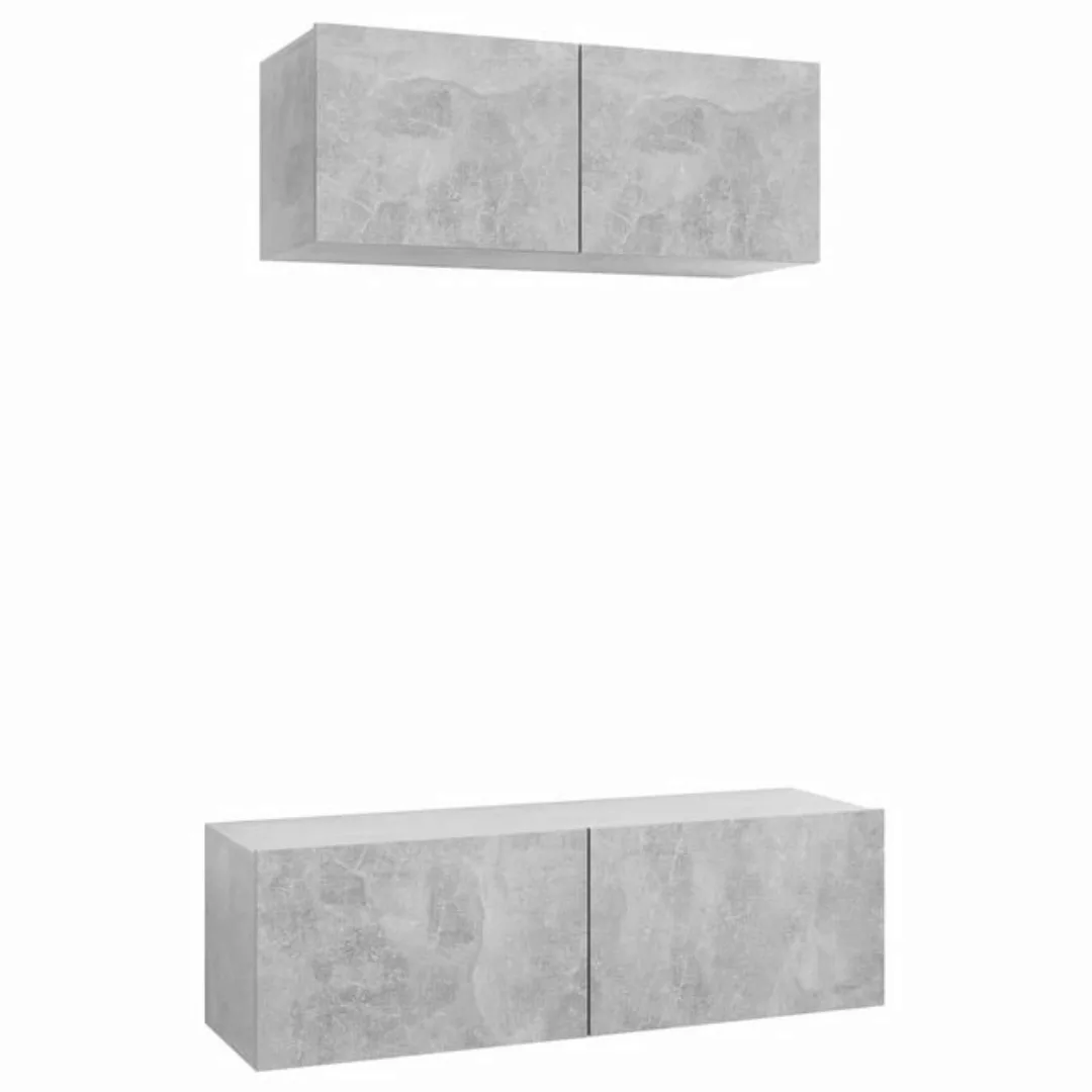 furnicato TV-Schrank 2-tlg. TV-Schrank-Set Betongrau Holzwerkstoff (2-St) günstig online kaufen