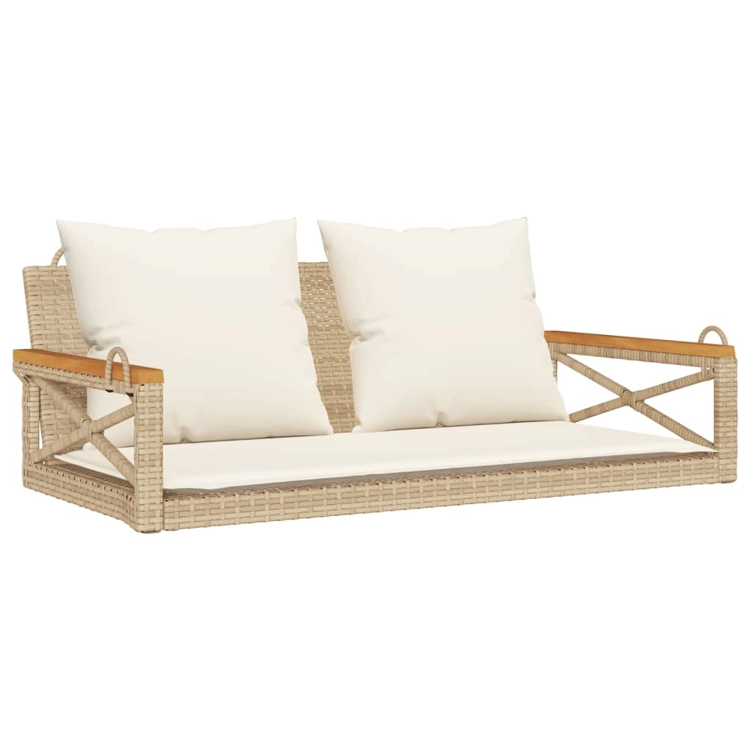 furnicato Hängebank mit Kissen Beige 109x62x40 cm Poly Rattan günstig online kaufen