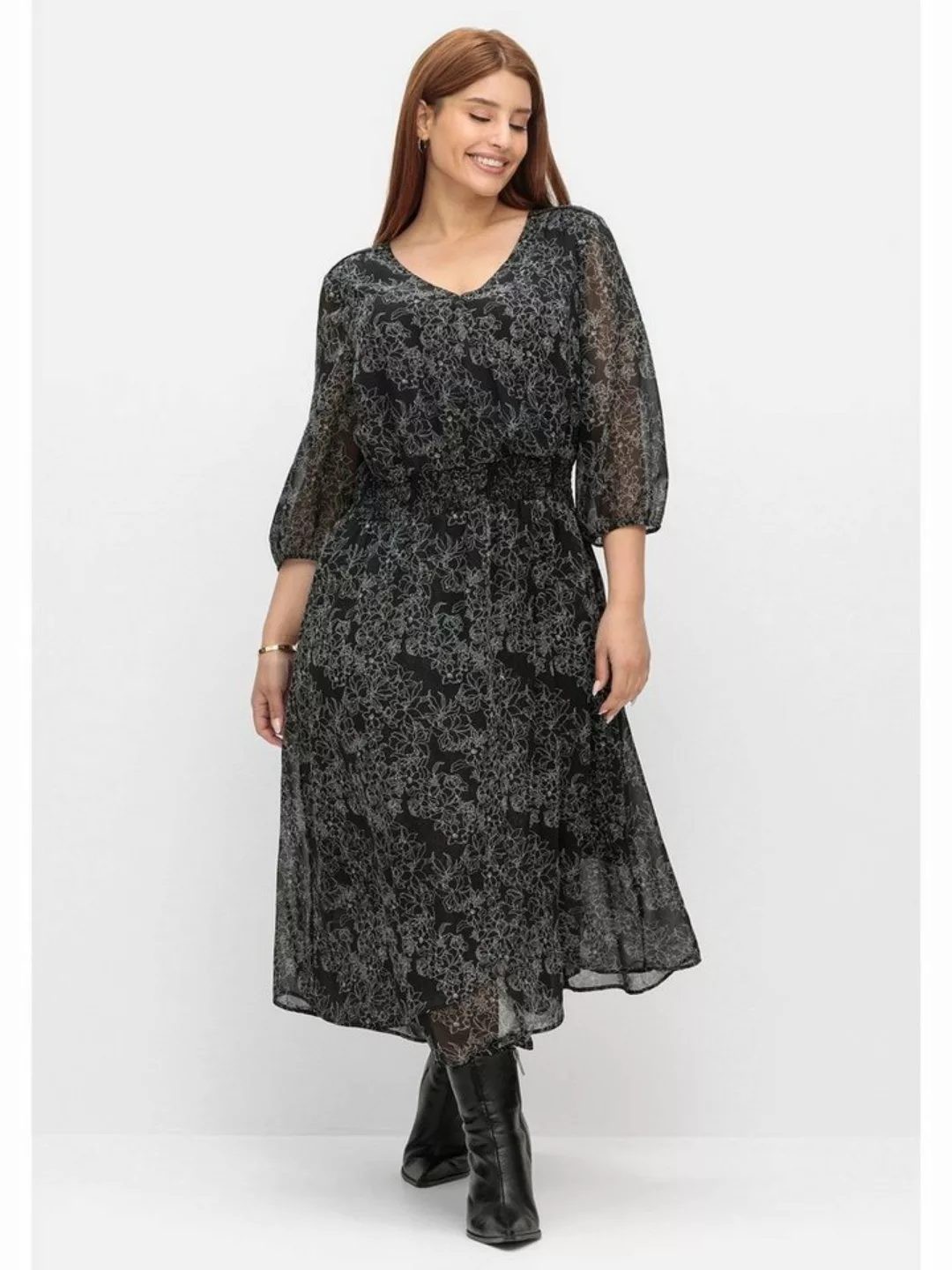 Sheego Chiffonkleid "Große Größen", in Petite Passform und Wickeloptik günstig online kaufen