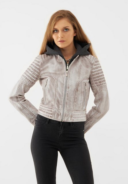 Bolongaro Trevor Lederjacke ROBYN HOODIED BIKER Weiches Leder, gewalkte Obe günstig online kaufen