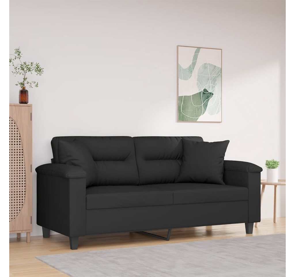 vidaXL Sofa 2-Sitzer-Sofa mit Kissen Schwarz 140 cm Mikrofasergewebe günstig online kaufen