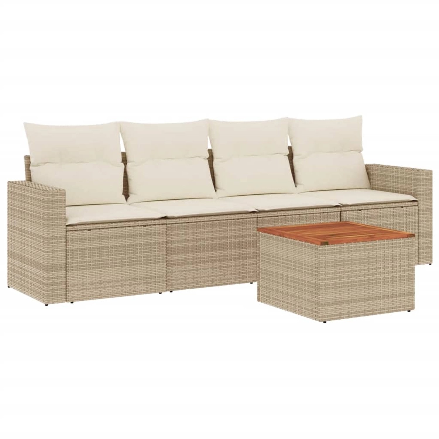 vidaXL 5-Tlg Garten-Sofagarnitur mit Kissen Beige Poly Rattan 3256331 günstig online kaufen