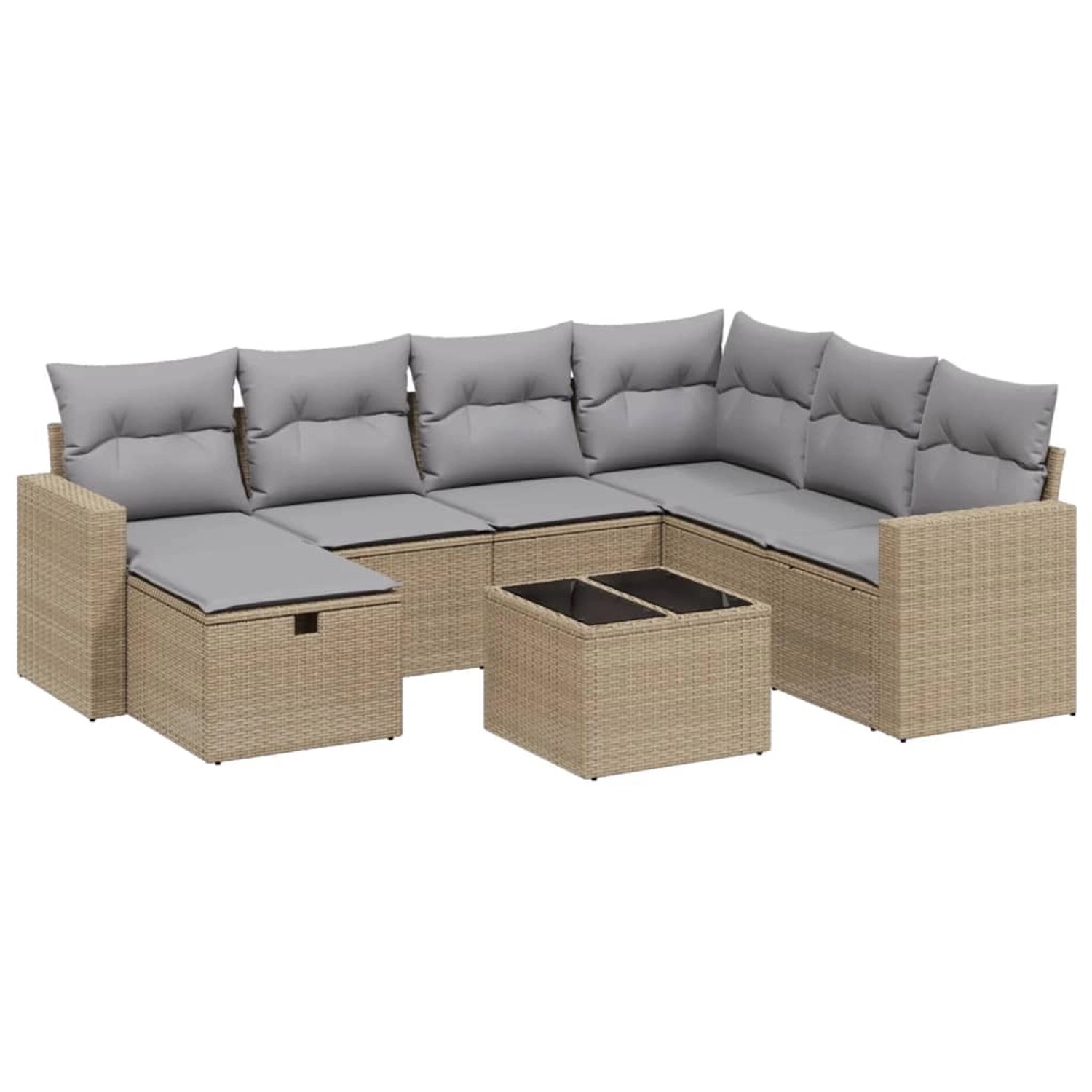 vidaXL 8-tlg Garten-Sofagarnitur mit Kissen Beige Poly Rattan Modell 150 günstig online kaufen