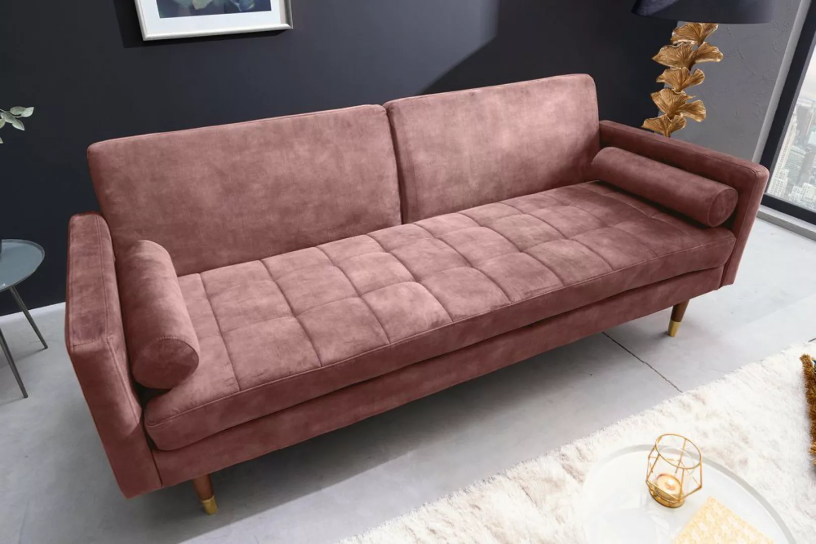 riess-ambiente Schlafsofa COUTURE 200cm altrosa / braun-gold · 3-Sitzer mit günstig online kaufen