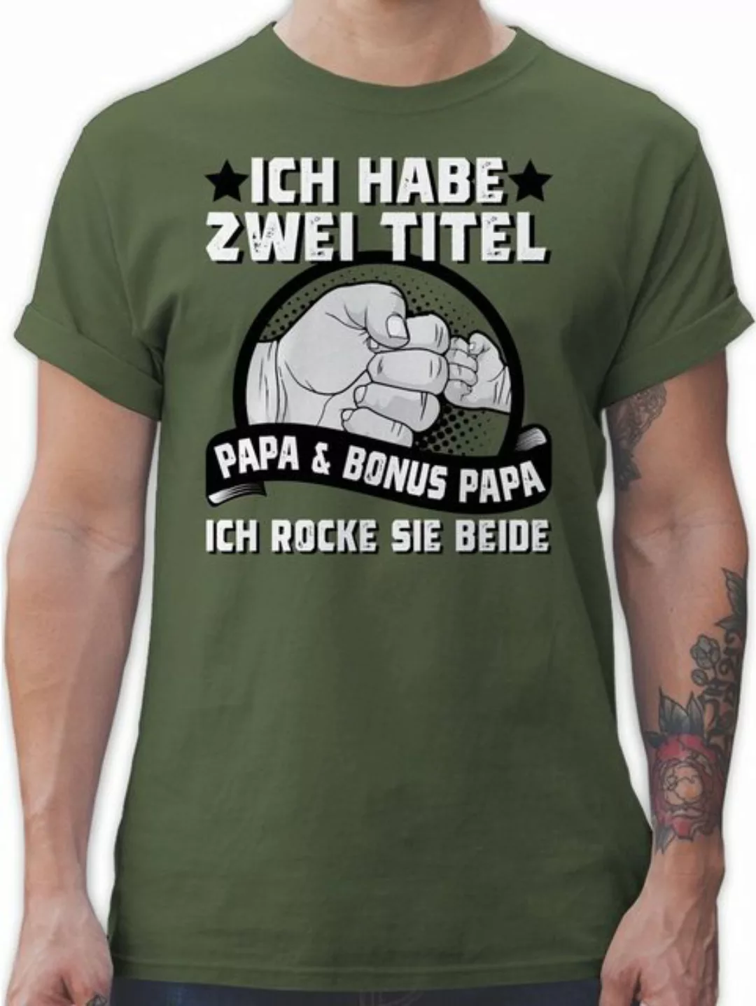 Shirtracer T-Shirt Ich habe zwei Titel - Papa und Bonus Papa I Stiefvater V günstig online kaufen