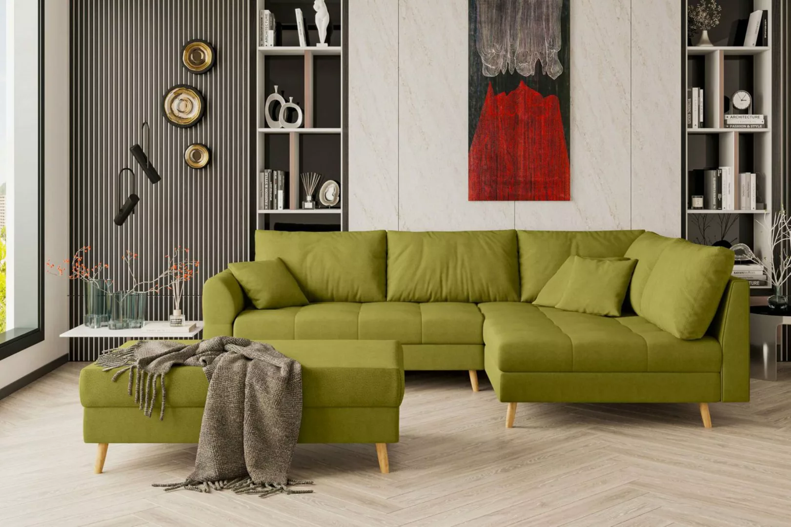 99rooms Ecksofa Bella, Sofa L-Form mit Hocker, links oder rechts bestellbar günstig online kaufen