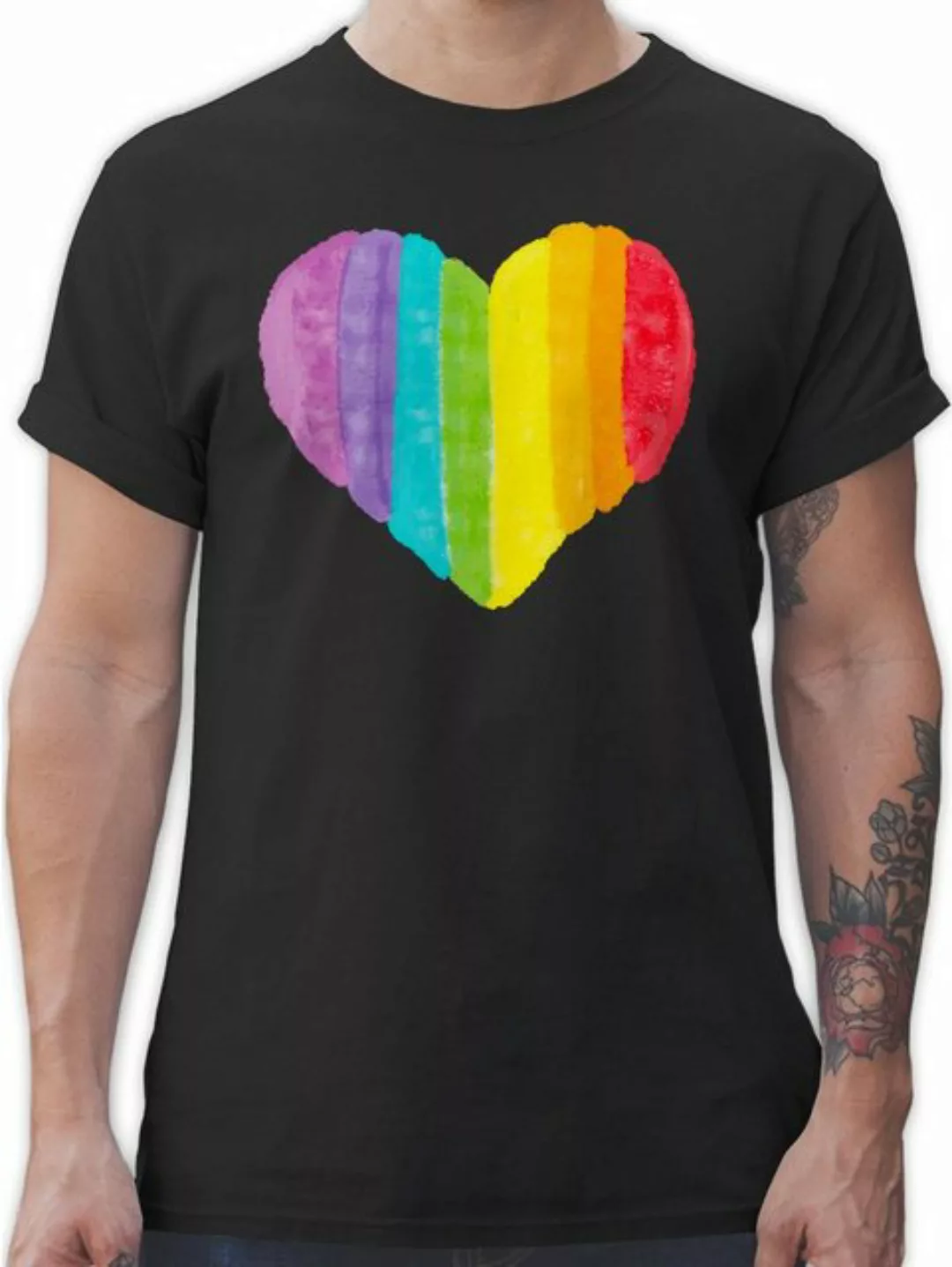 Shirtracer T-Shirt Regenbogen Herz LGBT Kleidung günstig online kaufen