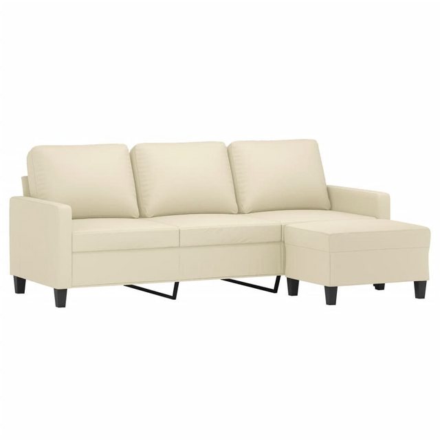 vidaXL Sofa 3-Sitzer-Sofa mit Hocker Creme 180 cm Kunstleder günstig online kaufen