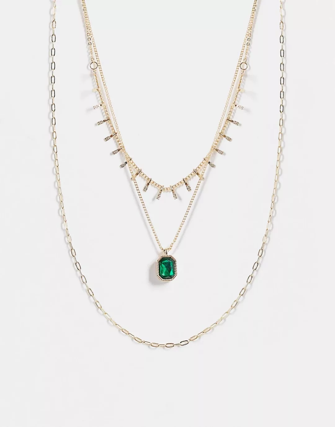 Pieces – Halskette in Goldoptik mit verschiedenen Ketten und Anhänger-Goldf günstig online kaufen