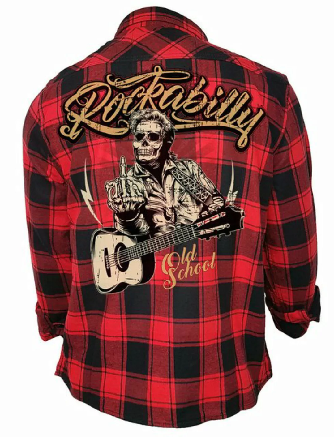 GASOLINE BANDIT® Flanellhemd schwarz-rot kariert für Rockabilly Fans: Old S günstig online kaufen