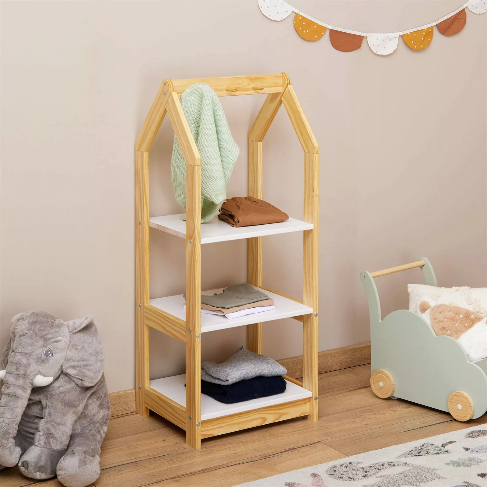 IDIMEX Kinderkleiderschrank SALLY Kinder Regal Hausform günstig online kaufen