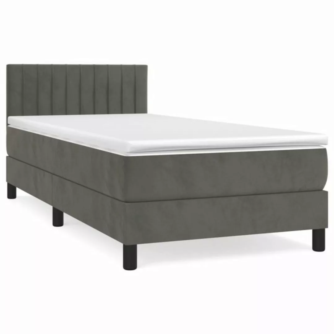 vidaXL Boxspringbett Boxspringbett mit Matratze Dunkelgrau 100x200 cm Samt günstig online kaufen