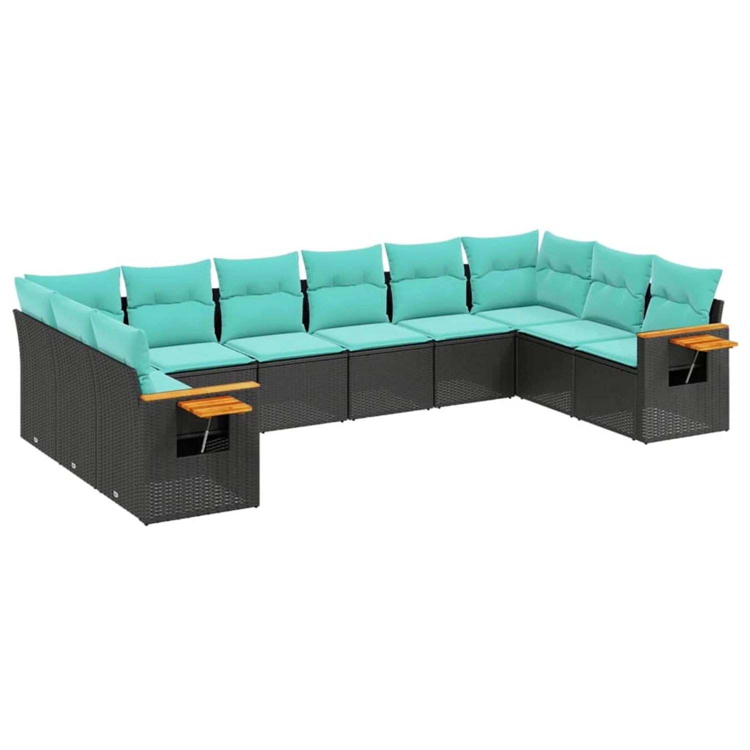 vidaXL 10-Tlg Garten-Sofagarnitur mit Kissen Schwarz Poly Rattan 3227163 günstig online kaufen