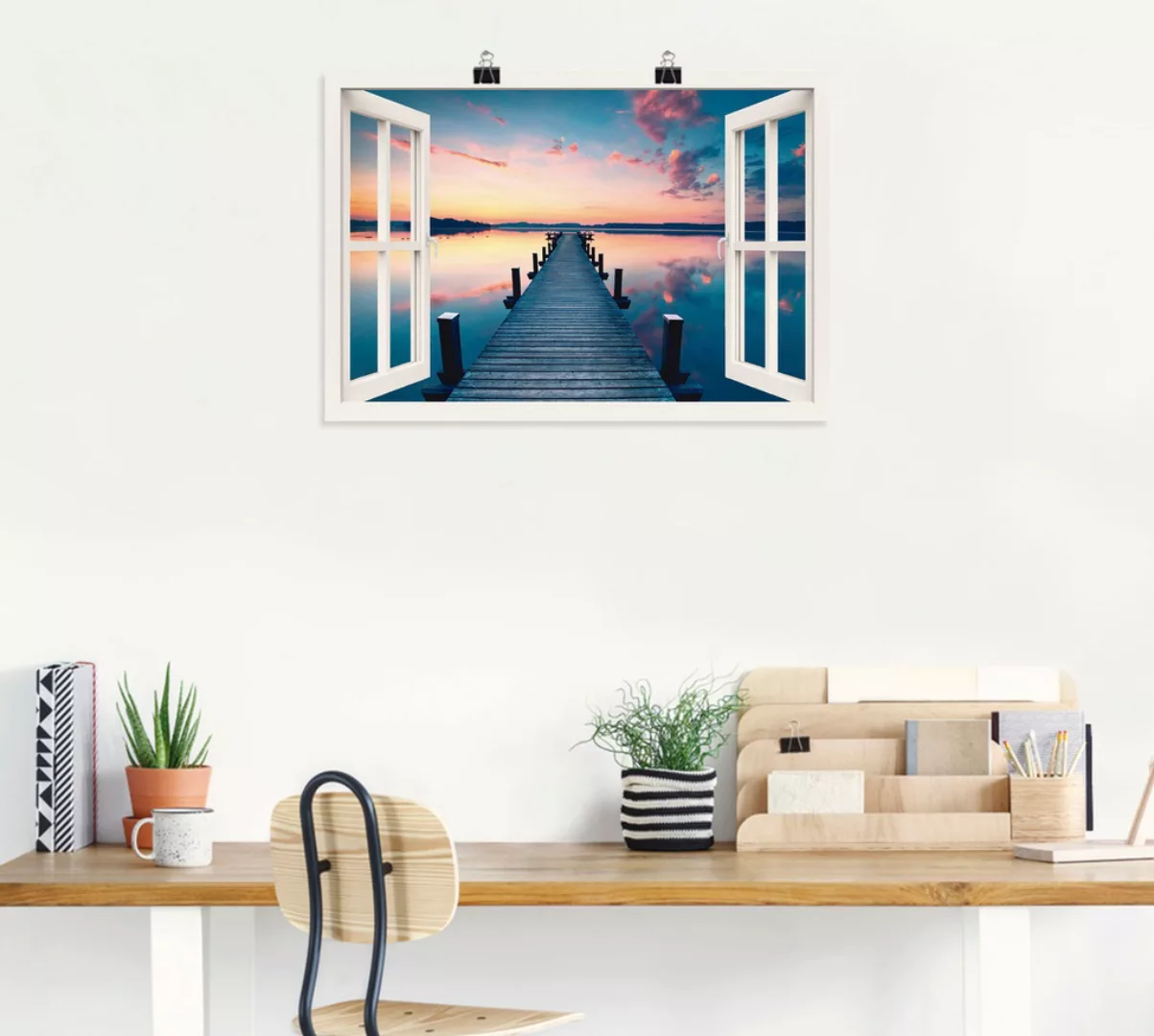 Artland Wandbild »Pier im Sonnenaufgang«, Fensterblick, (1 St.), als Leinwa günstig online kaufen