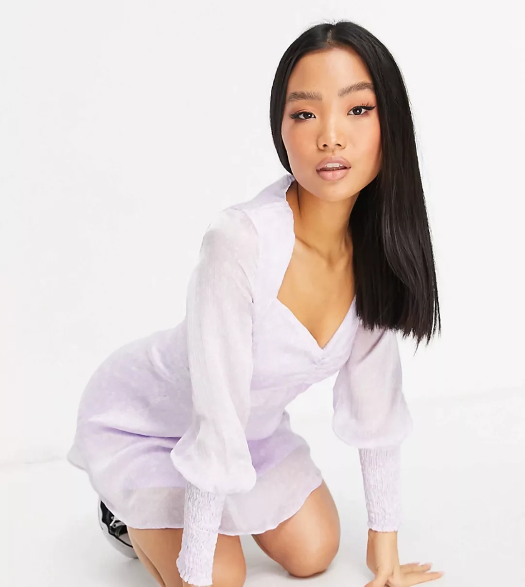 Vero Moda Petite – Mini-Nachmittagskleid in Pastellflieder-Lila günstig online kaufen