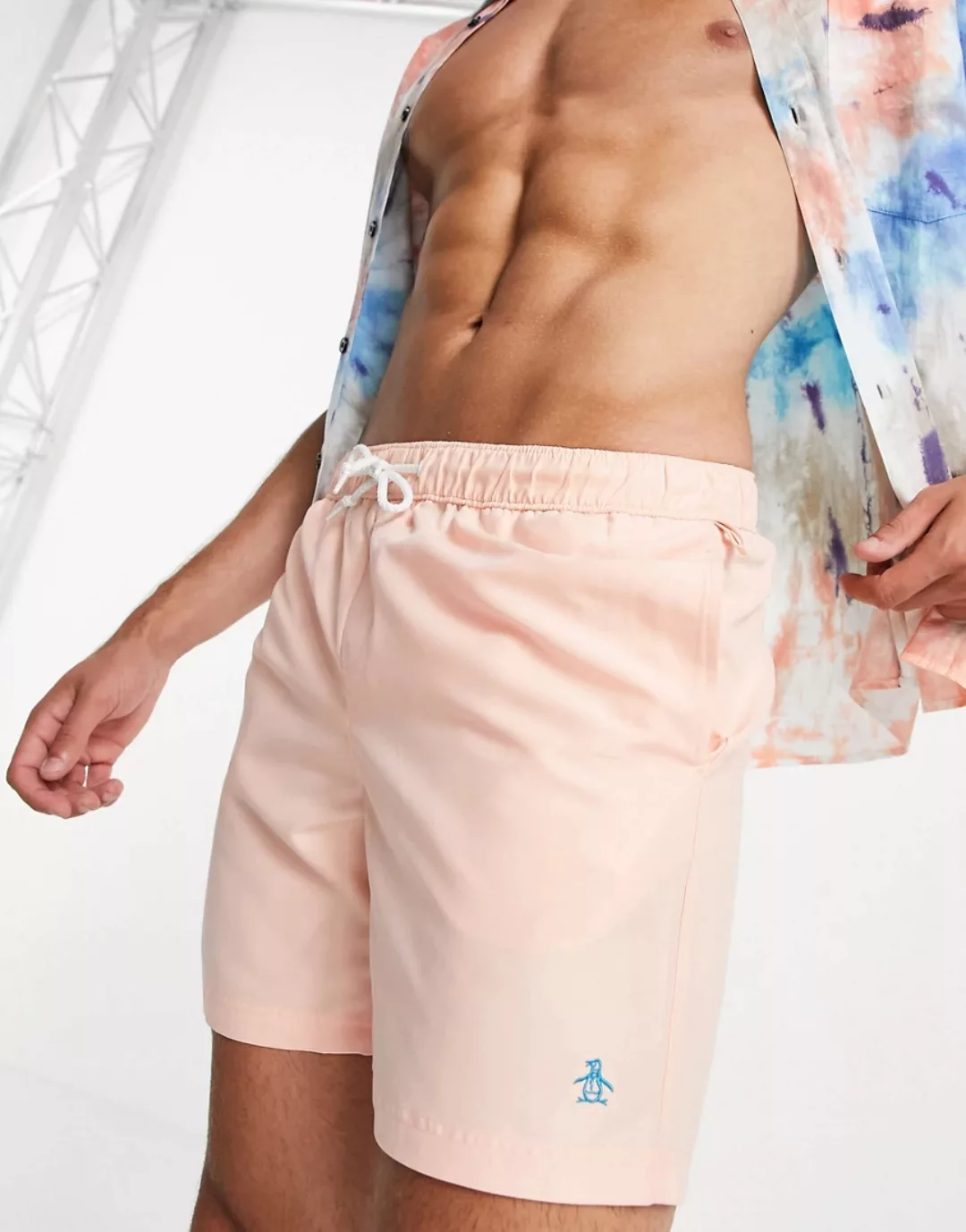 Original Penguin – New – Badeshorts mit Logo-Rosa günstig online kaufen