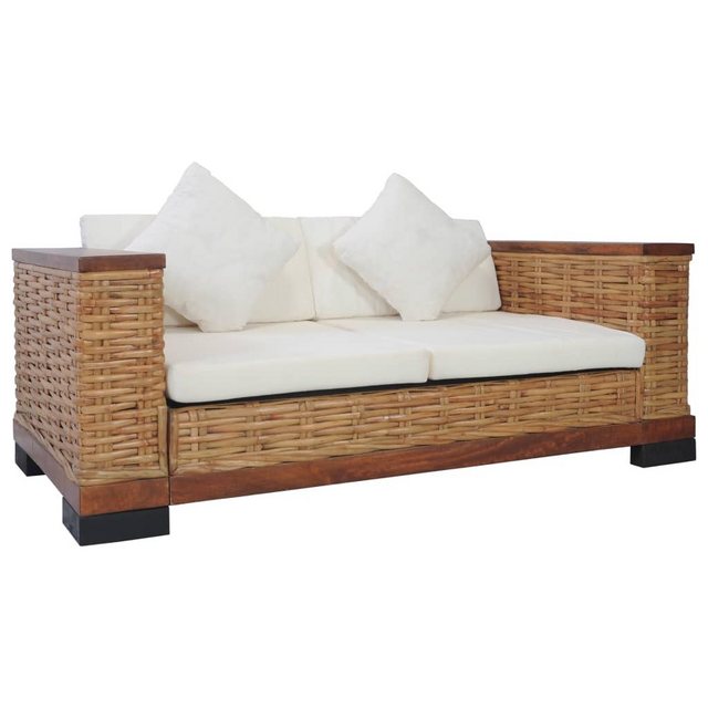 2-sitzer-sofa Mit Auflagen Braun Natur Rattan günstig online kaufen