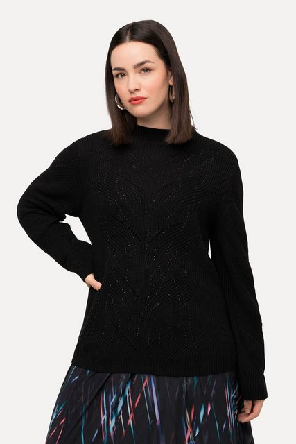 Ulla Popken Strickpullover Pullover Ziersteine Stehkragen Langarm günstig online kaufen