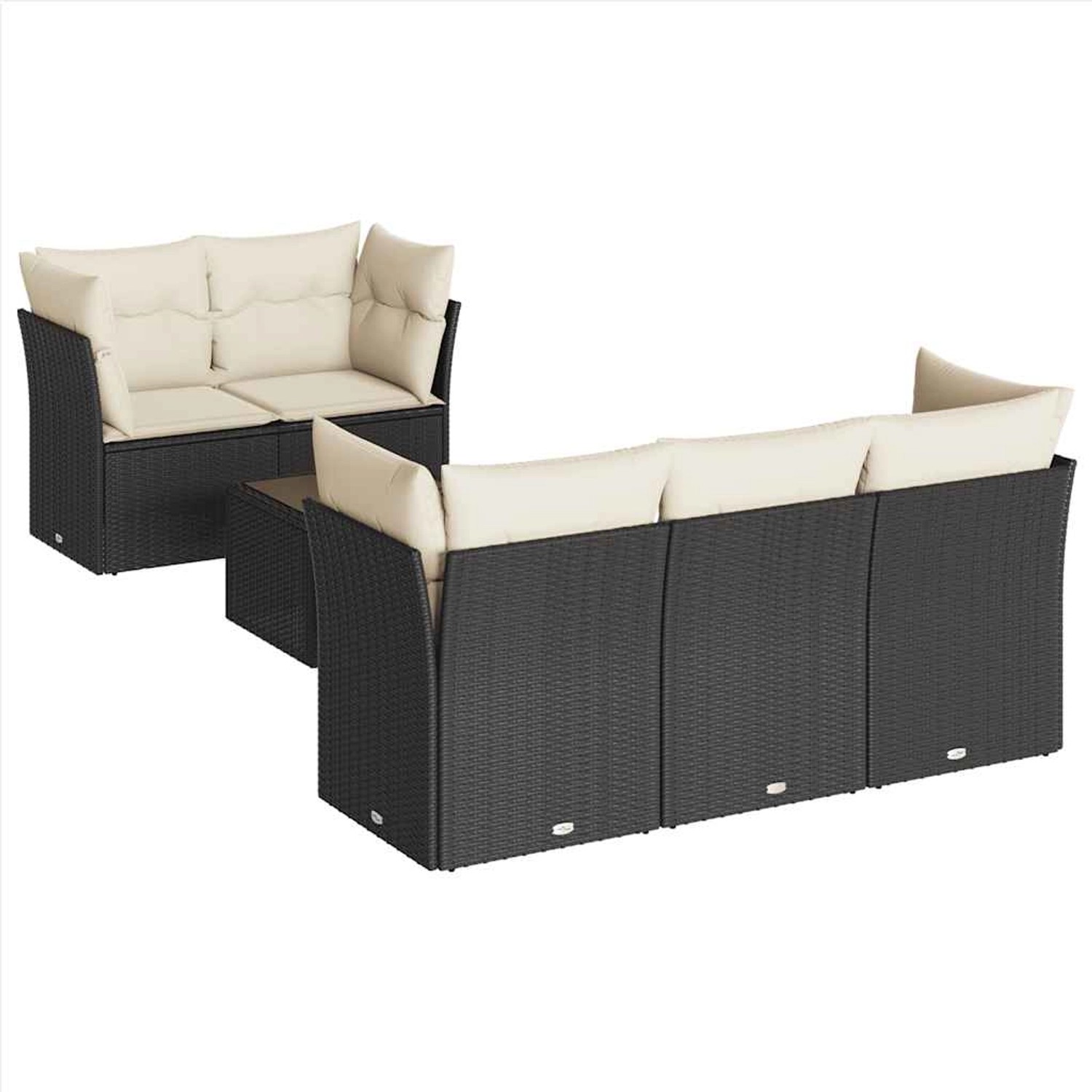 vidaXL 6-Tlg Garten-Sofagarnitur mit Kissen Schwarz Poly Rattan 3217246 günstig online kaufen