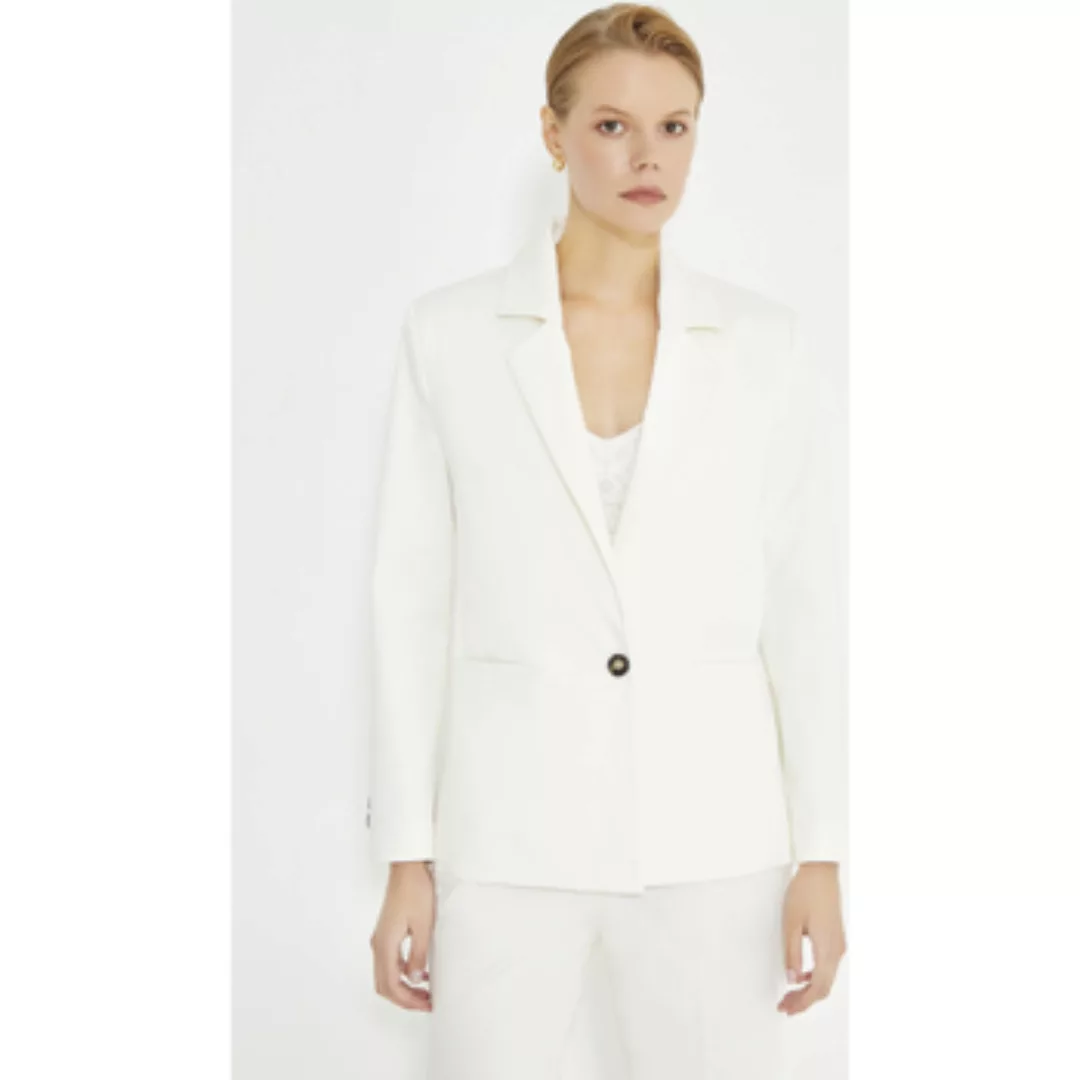 Just Like You  Blazer White Shoulder Padded Double Breasted Jacket With Poc günstig online kaufen