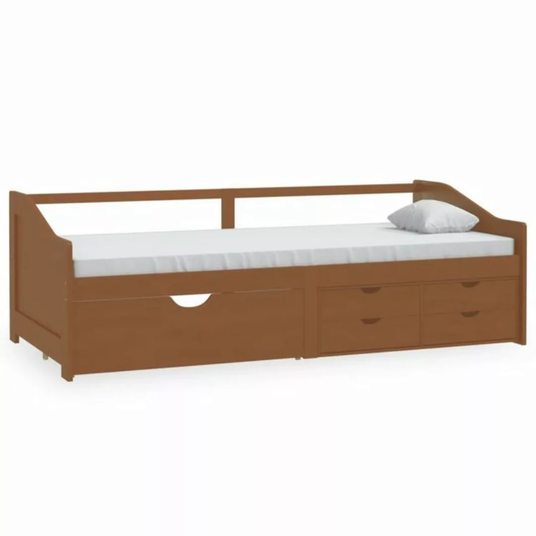 furnicato Bett Tagesbett 3-Sitzer Schubladen Honigbraun Kiefernholz 90x200 günstig online kaufen