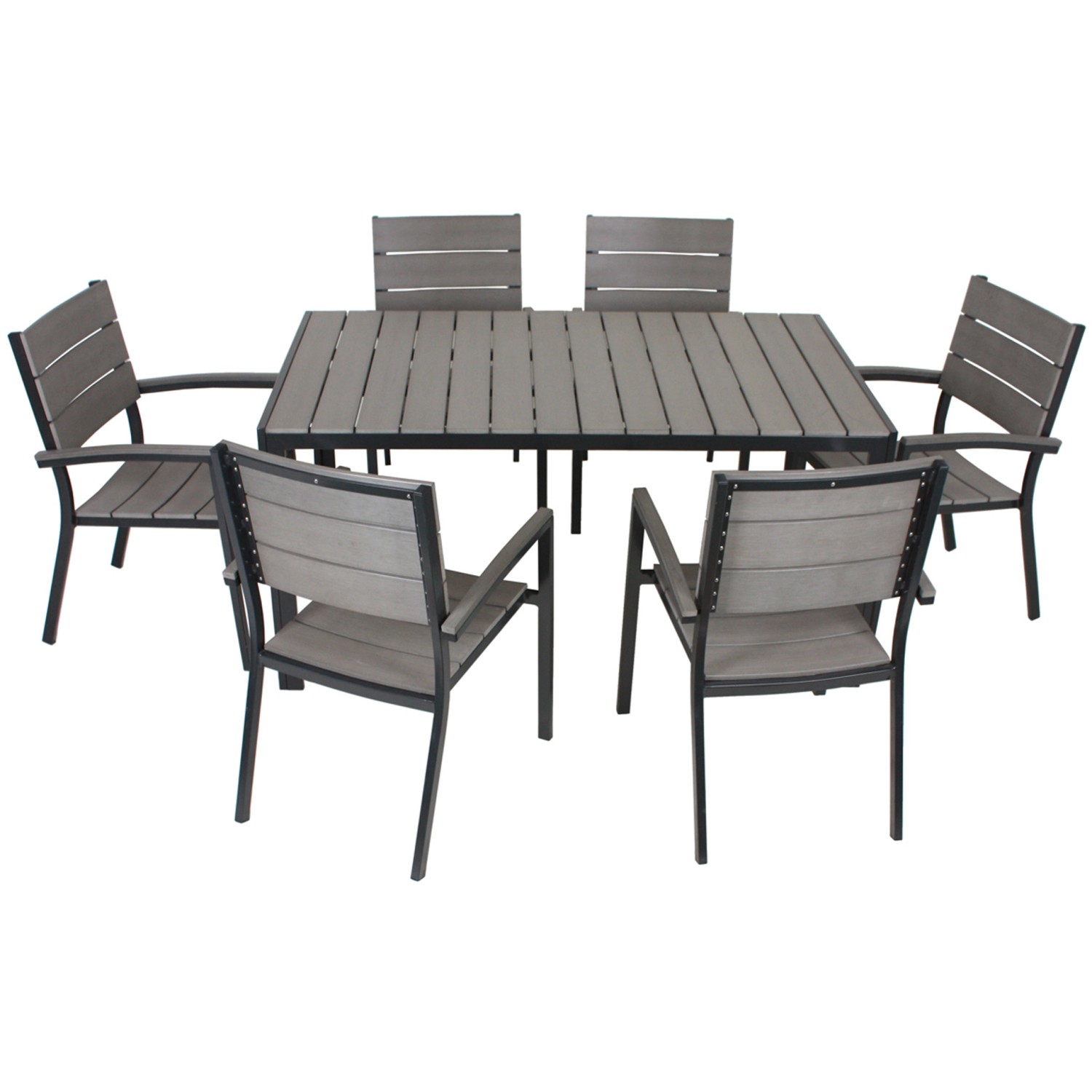 Garden Pleasure Gartenmöbel-Set Olivia 7-teilig Grau günstig online kaufen