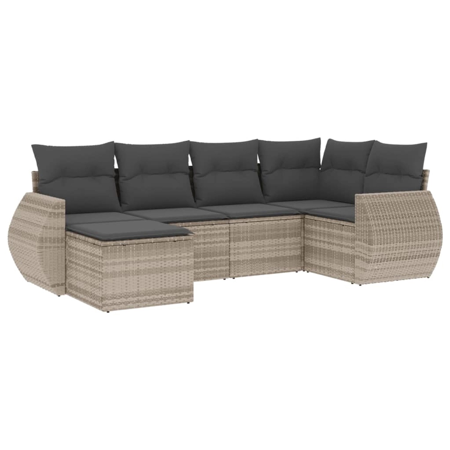 vidaXL 6-Tlg Garten-Sofagarnitur mit Kissen Hellgrau Poly Rattan 3253999 günstig online kaufen
