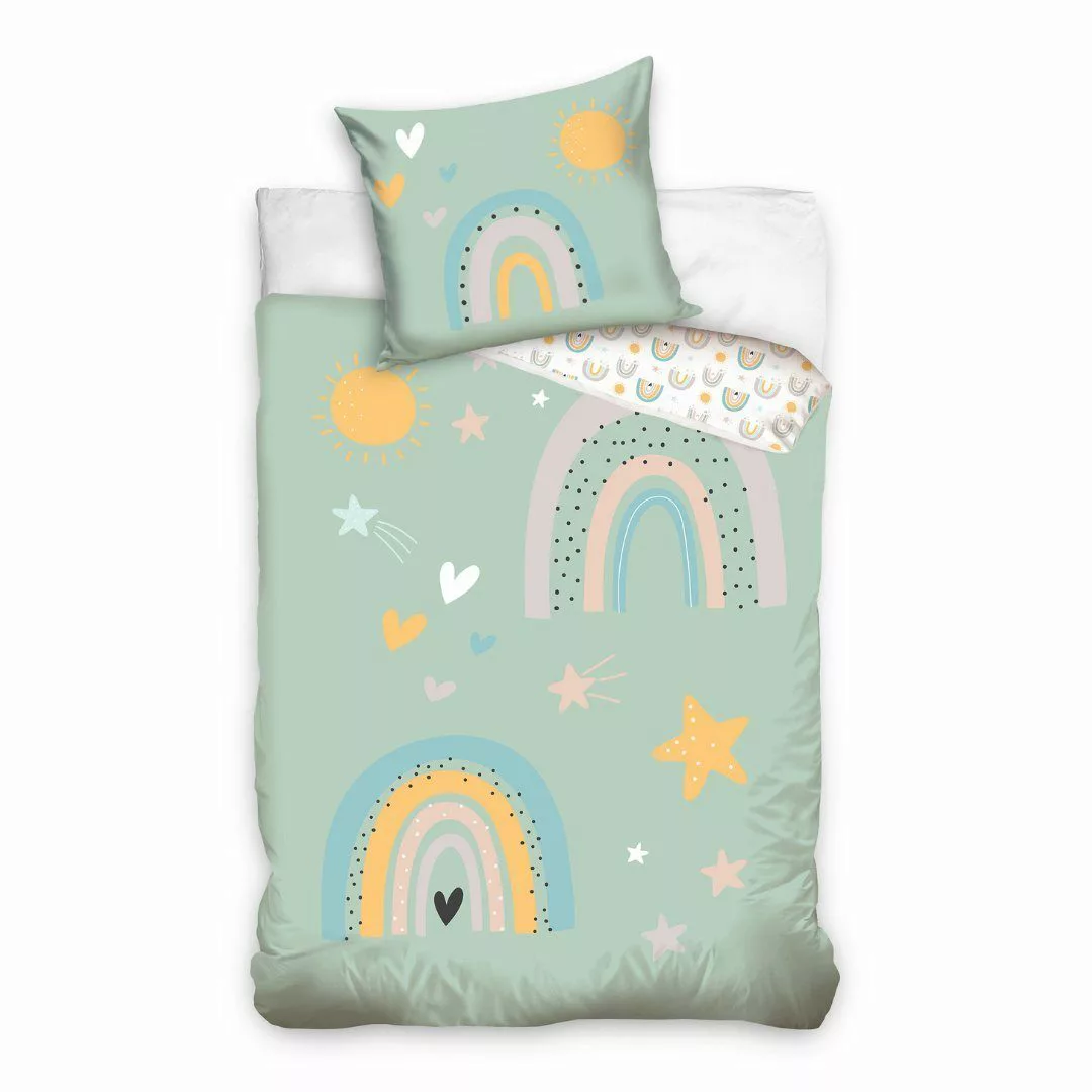MTOnlinehandel Kinderbettwäsche Regenbogen, Sterne & Sonne günstig online kaufen