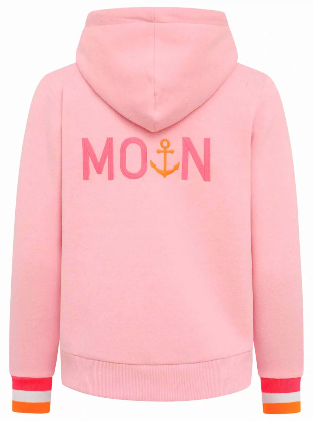 Zwillingsherz Sweatjacke mit gesticktem "Moin" und neonfarbenen Details günstig online kaufen