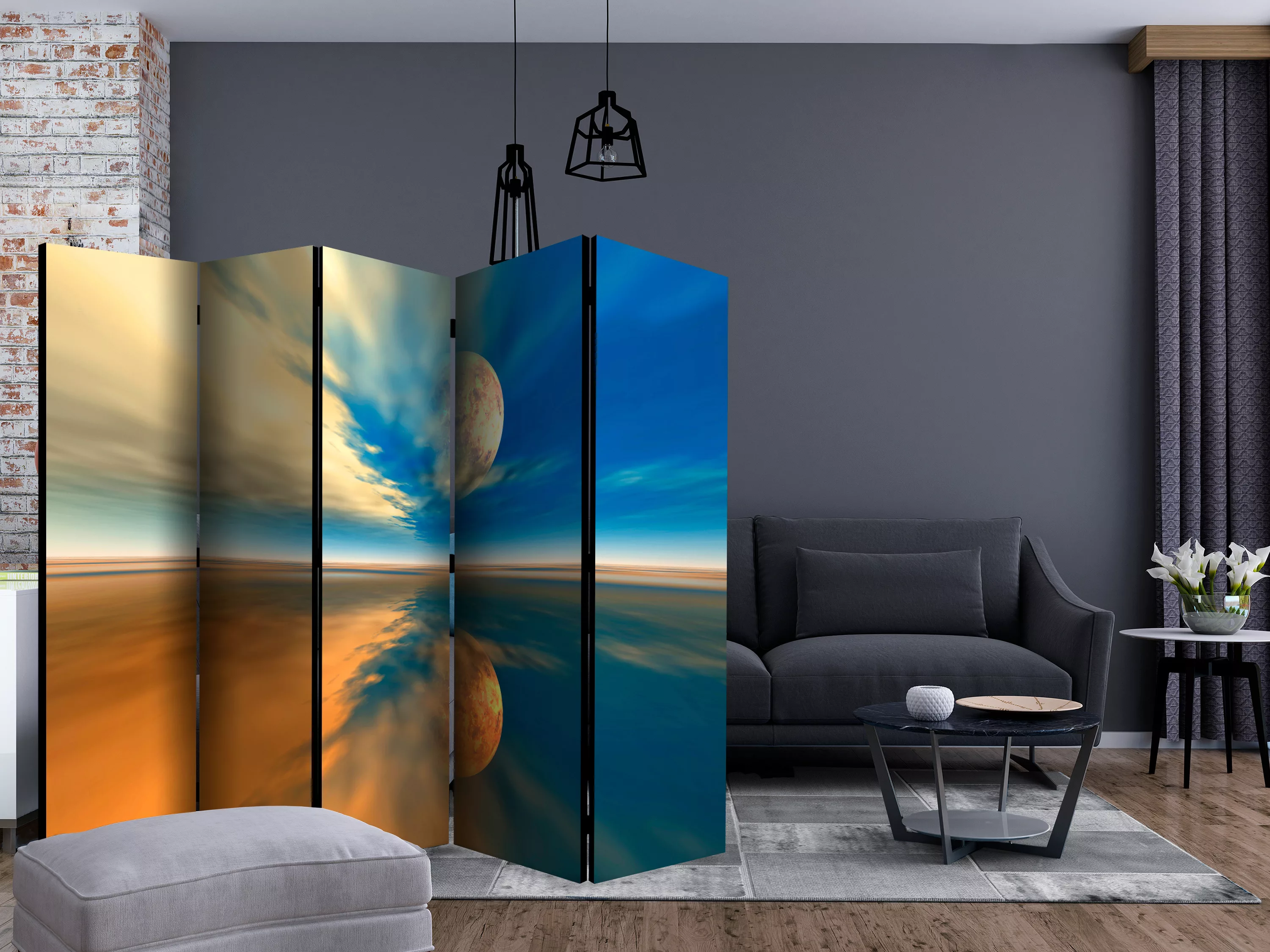 5-teiliges Paravent - Fly Me To The Moon Ii [room Dividers] günstig online kaufen