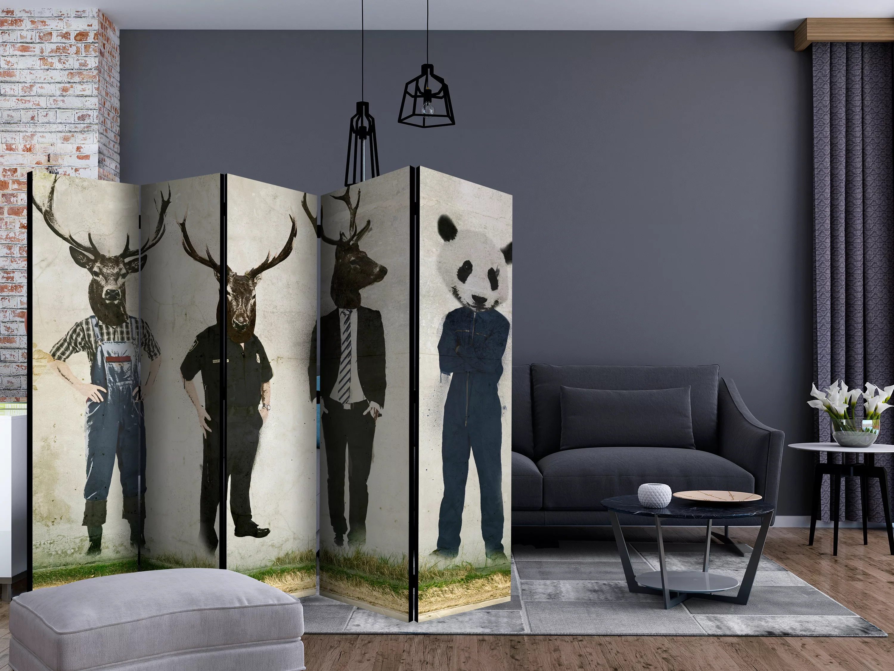 5-teiliges Paravent - Man Or Animal? Ii [room Dividers] günstig online kaufen