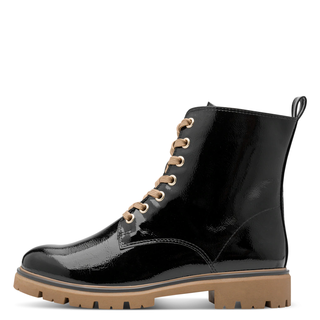 MARCO TOZZI Schnürboots, Blockabsatz, Schnürstiefelette in glänzender Optik günstig online kaufen