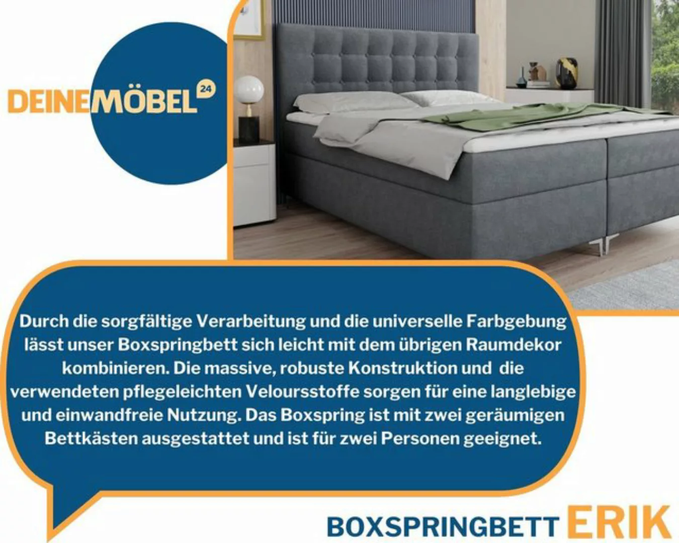 Deine Möbel 24 Boxspringbett Bett ERIK mit Bonell-Federkernmatratze H3 inkl günstig online kaufen