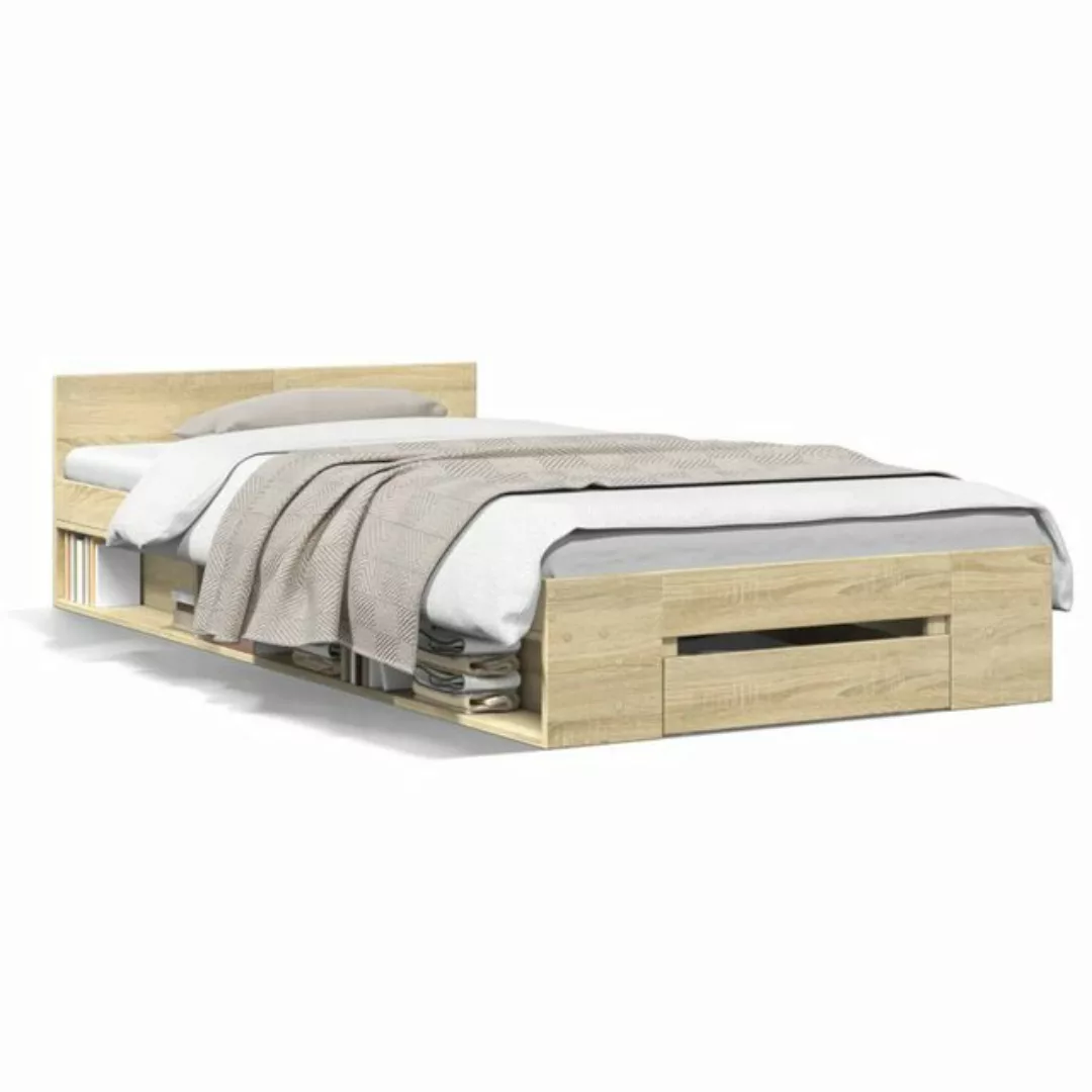 vidaXL Bett Bettgestell mit Schublade Sonoma-Eiche 90x200 cm Holzwerkstoff günstig online kaufen