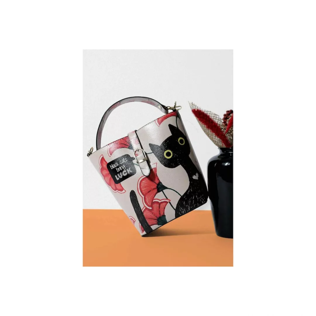 DOGO Handtasche "Damen Bucket Bag Black Cats Bring Luck Vegan Damen Umhänge günstig online kaufen