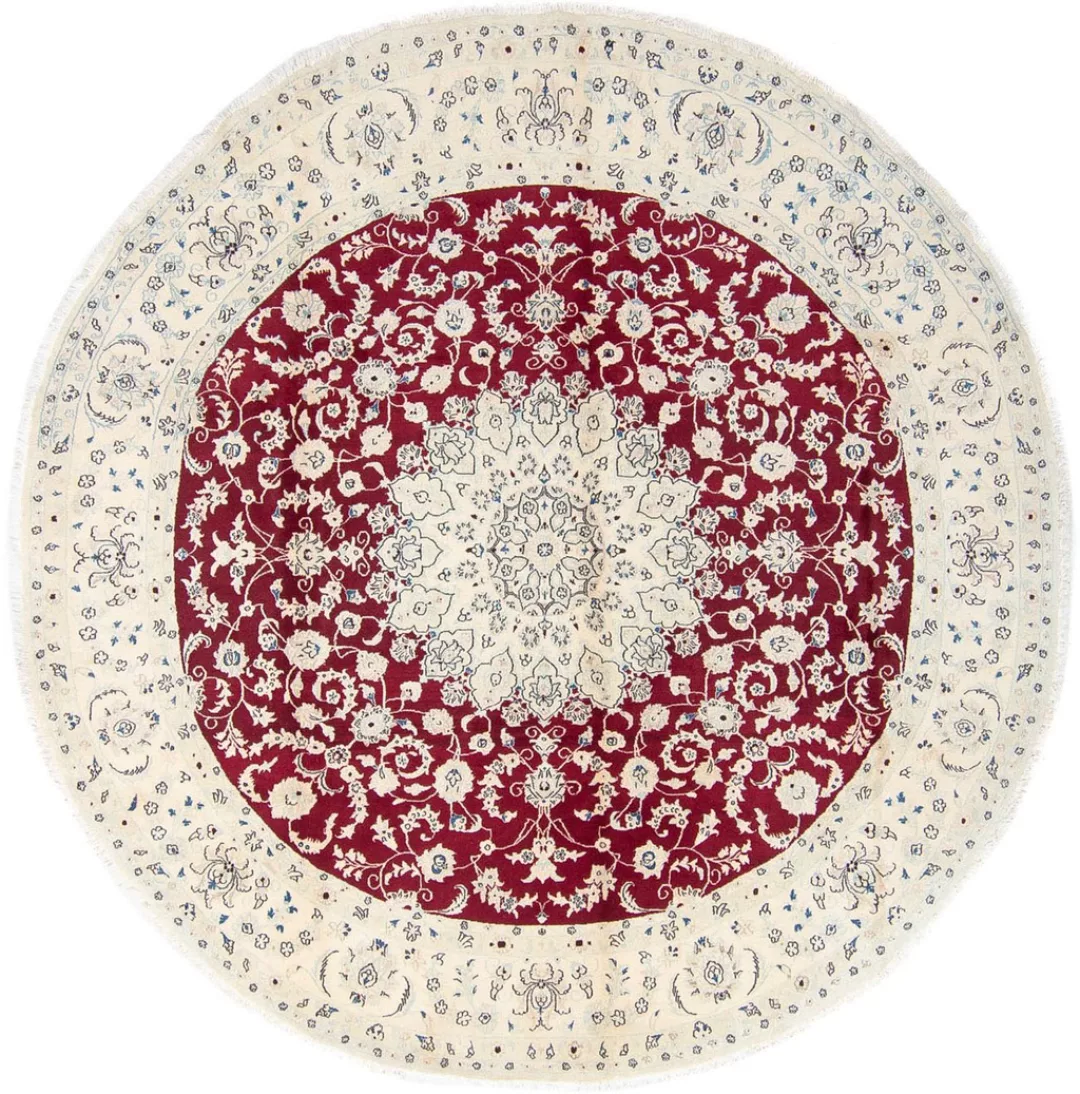 morgenland Wollteppich »Nain Medaillon Rosso scuro 295 x 295 cm«, rund, Uni günstig online kaufen