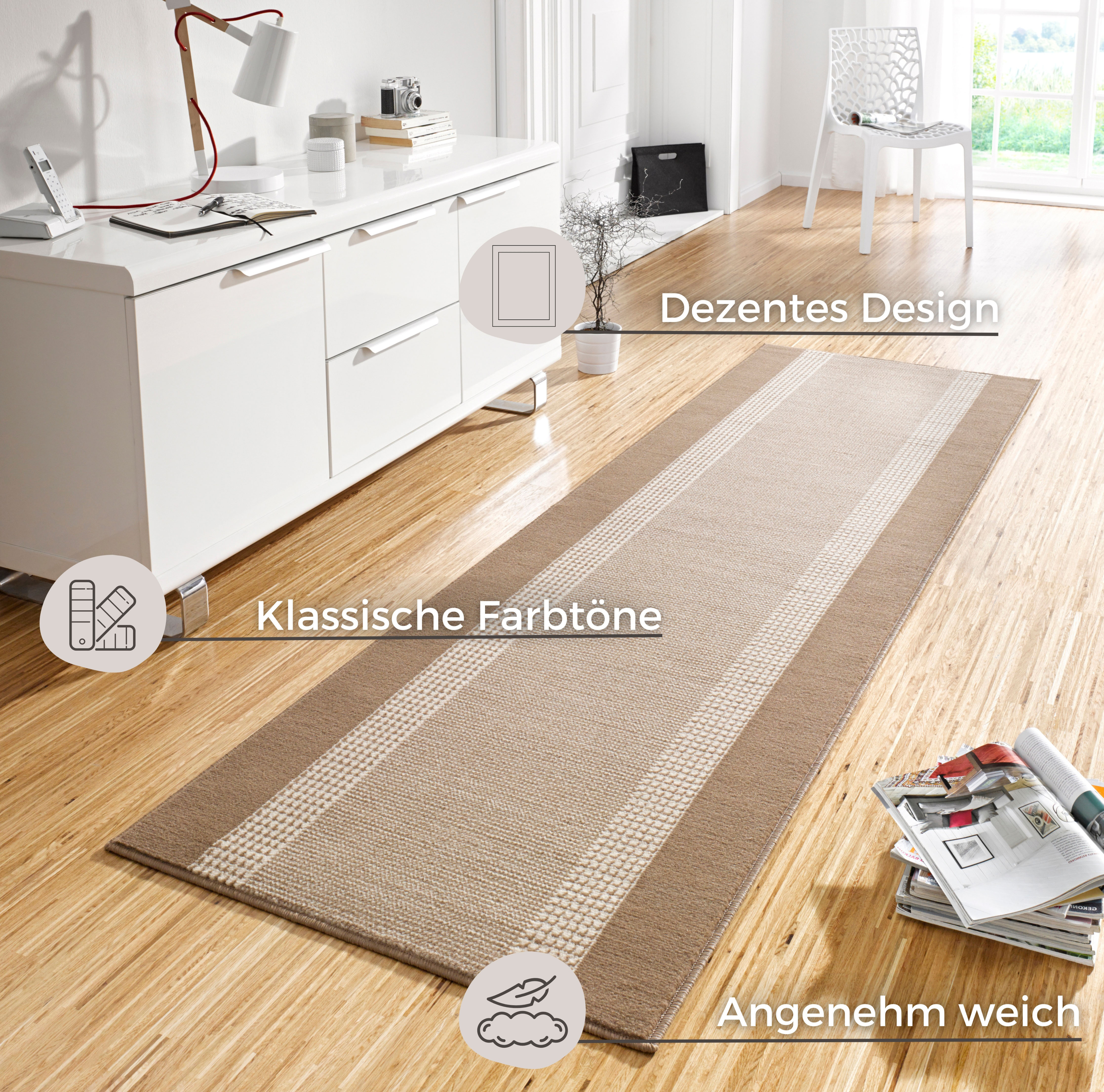 HANSE Home Teppich »Band«, rechteckig, 9 mm Höhe, Kurzflor, weich, Läufer G günstig online kaufen