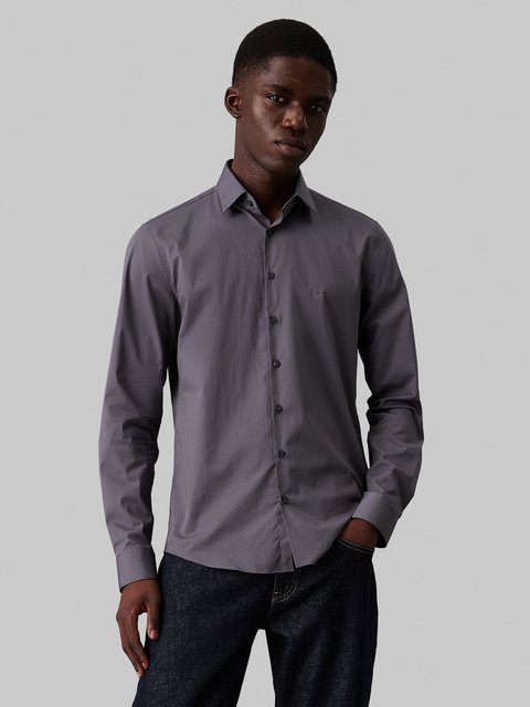 Calvin Klein Businesshemd POPLIN STRETCH SLIM SHIRT mit Kentkragen, Logopri günstig online kaufen