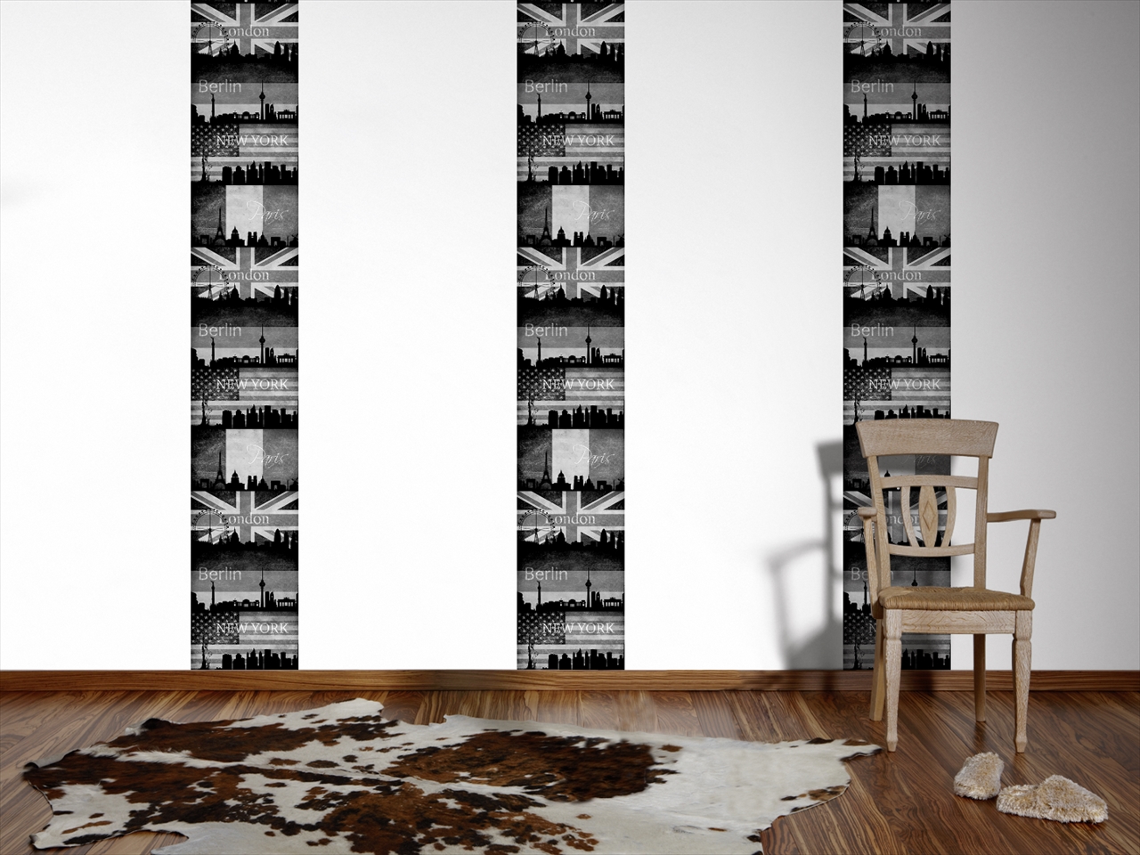 Bricoflor Stadt Tapete Selbstklebend Panel Vinyltapete mit Paris London New günstig online kaufen