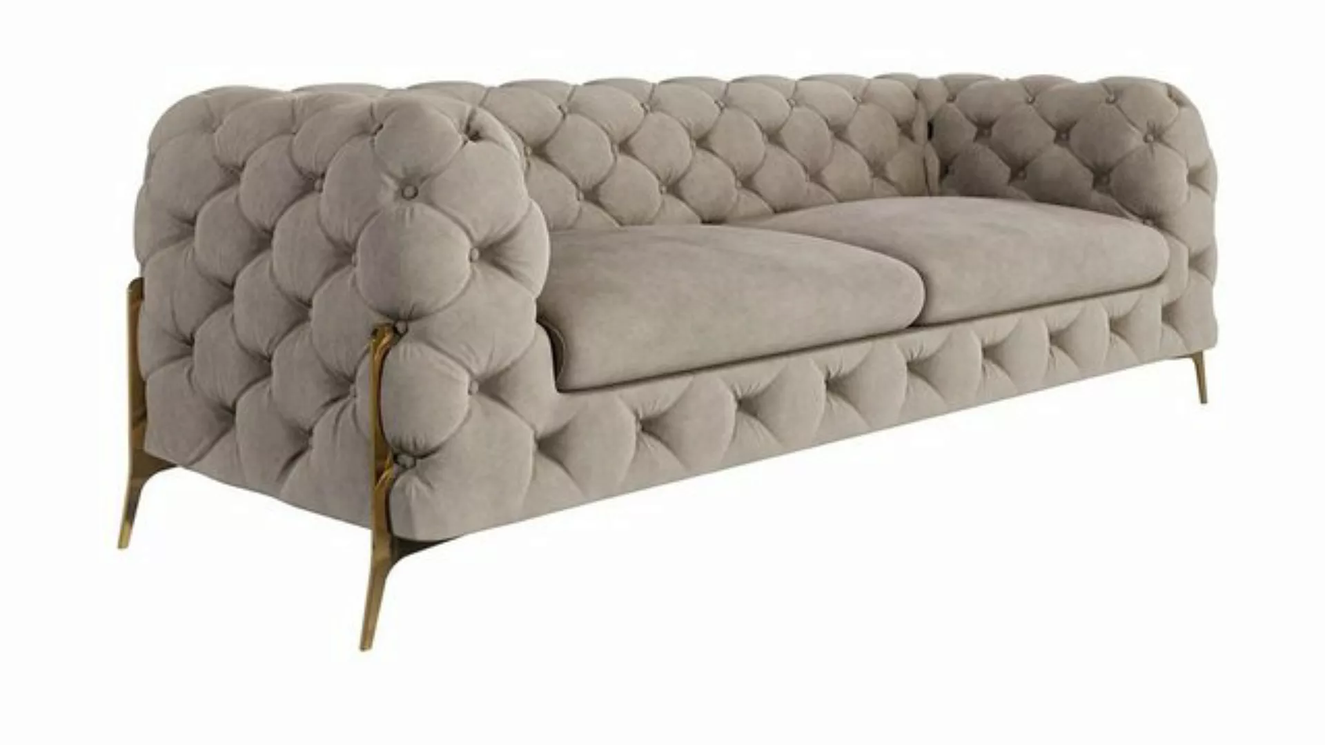 S-Style Möbel 3-Sitzer Ashley Chesterfield Sofa mit Goldene Metall Füßen, m günstig online kaufen