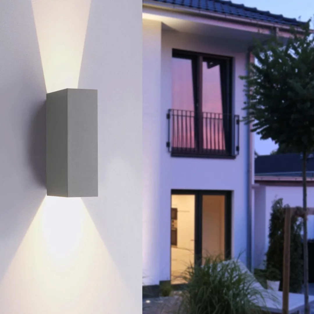 LED Wandleuchte Block in Grau 2x 1,5W 280lm IP54 günstig online kaufen