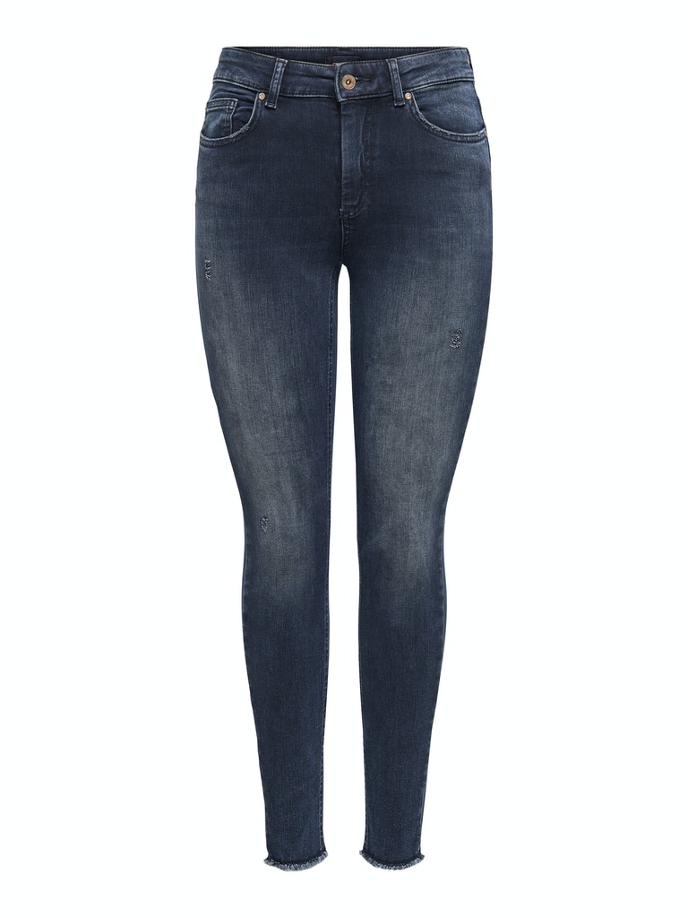 Only Damen Jeans ONLBLUSH LIFE MID SK ANK RAW REA409 - Skinny Fit - Blau -B günstig online kaufen