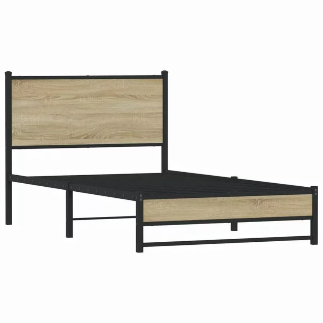 vidaXL Bett Metallbett ohne Matratze Sonoma-Eiche 100x190 cm günstig online kaufen