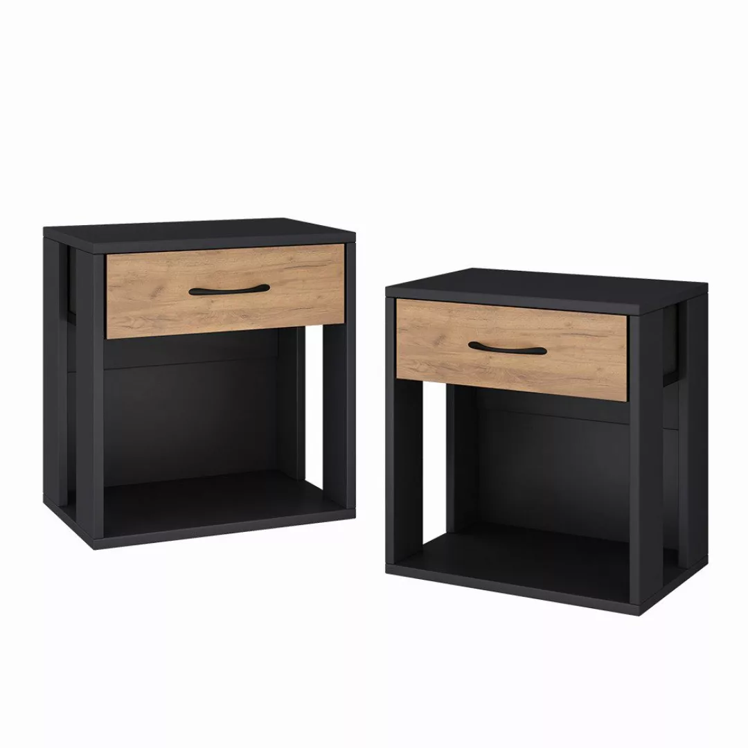 Vicco Nachtschrank Virela, Anthrazit/Goldkraft Eiche, 39 günstig online kaufen