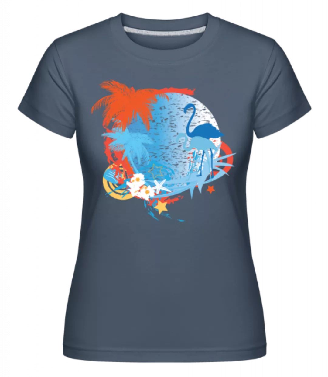 Flamingos In Paradise Blue/Orang · Shirtinator Frauen T-Shirt günstig online kaufen